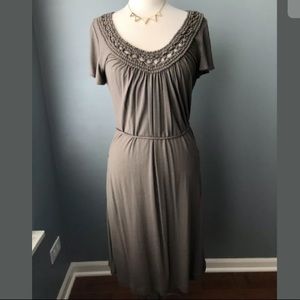 Banana Republic Embroidered Flutter Sleeve Dress